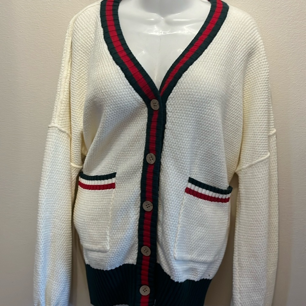 Women large cardigan button down sweater